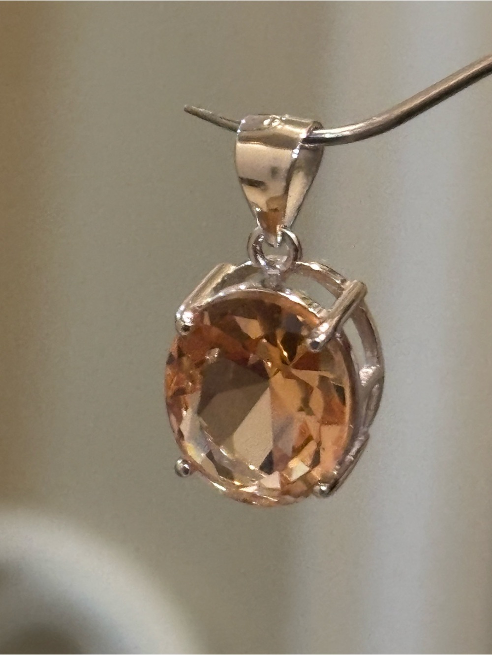 3 Ct Peach Tourmaline Sterling Silver Pendant